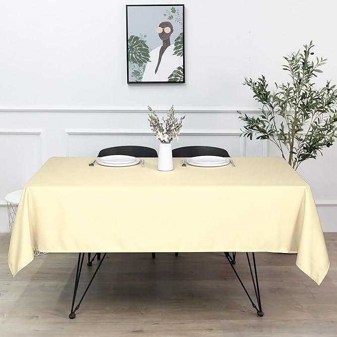 sancua Rectangle Tablecloth - 70 x 108 Inch - Stain and Wrinkle Resistant Washable Polyester Table Cloth, Decorative Fabric Table Cover for Dining Tables, Buffet Parties and Camping, Beige