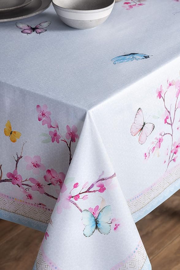 Maison d' Hermine Table Cloth Square Table 100% Cotton 60 x 60 Inches Tablecloth Reusable Decorative for Dining Room Farmhouse Home Valentines Day Decorations Spring Summer - Blossoms in Spring