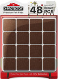 X-PROTECTOR Felt Furniture Pads - 48 PCS 1" - Felt Pads Floor Protectors - Chair Felt Pads - Felt Pads for Furniture Feet - Furniture Pads for Hardwood Floors - Protect Your Floors! (Brown, Square)