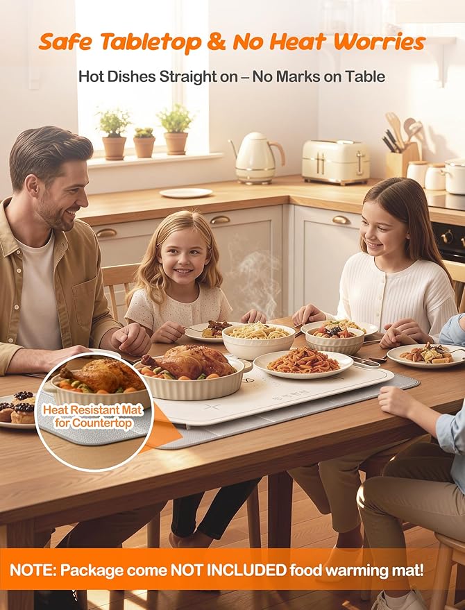 Heat Resistant Mat for Countertop 15.7x23.6 inch –Kitchen Counter Protector Reflects Up to 95% Heat, For Food Warming Mats, Air Fryer, Coffee Maker, Toaster Oven, Waterproof & Oil-Resistant