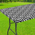 Smiry Rectangle Table Cloth Cover, Waterproof Elastic Fitted Picnic Tablecloth for 4 Foot Tables, Wipeable Flannel Backed Vinyl Tablecloths for Camping, Dining, Outdoor (Black, 24" x 48")