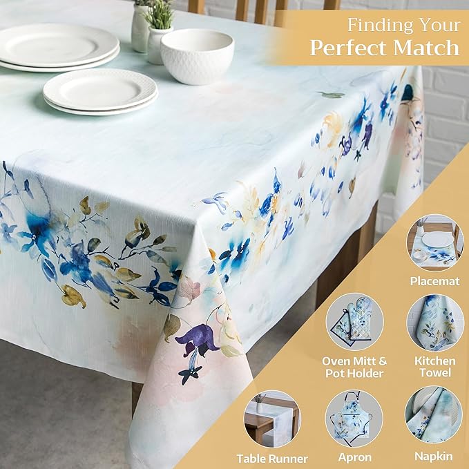 Maison d' Hermine Table Cloth Square Table 100% Cotton 54 x 54 Inches Tablecloth Reusable Decorative for Dining Room Farmhouse Home Valentines Day Decorations Spring Summer - Lazy Summer Days