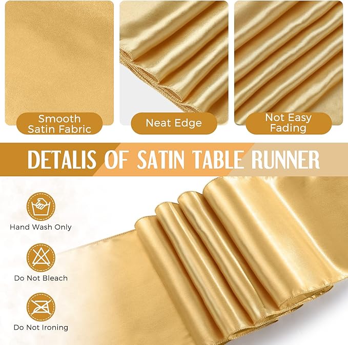 Breling 24 Packs Black and Gold Disposable Plastic Tablecloths and Satin Table Runner Set, 54 x 108 Inch Tablecloth, 12 x 108 Inch Table Runners for Wedding Graduation Birthday Baby Shower