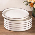 LERATIO Dinner Plates,10.25 Inch Ceramic Flat Plates Set of 6,High Edge Modern plates for Kitchen,Microwave & Dishwasher & Oven Safe, Scratch Resistant Dishes Set-White with Rim