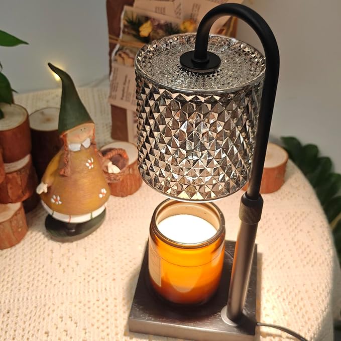 Candle Warmer Lamp with Timer Dimmer Adjustable Height, Candle Warmer with 2 Bulbs for Jar Candles, Home Decor, for Women Birthday