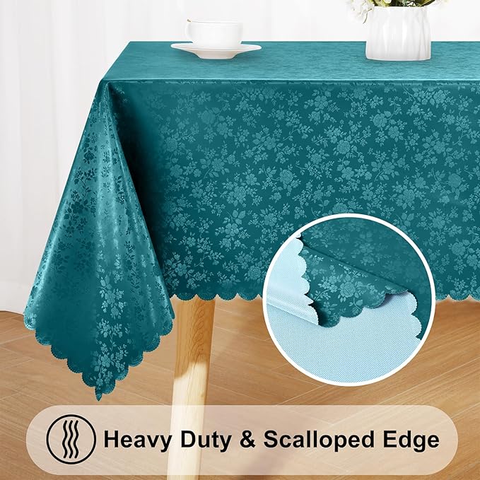 Smiry Square Table Cloth, Waterproof Heavy Duty Vinyl Tablecloths, Wipeable Washable Table Cover for Kitchen and Dining (Emerald Green, 60" X 60")