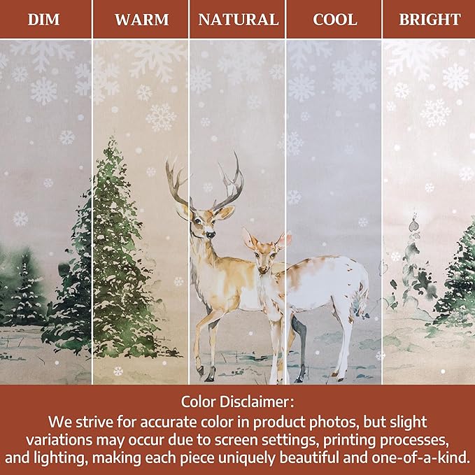 Maison d' Hermine Table Cloth Round Table 100% Cotton 63 Inches Fall Tablecloth Reusable Everyday Use for Thanksgiving Christmas Decorations Dining Farmhouse Party (Deer in The Woods)
