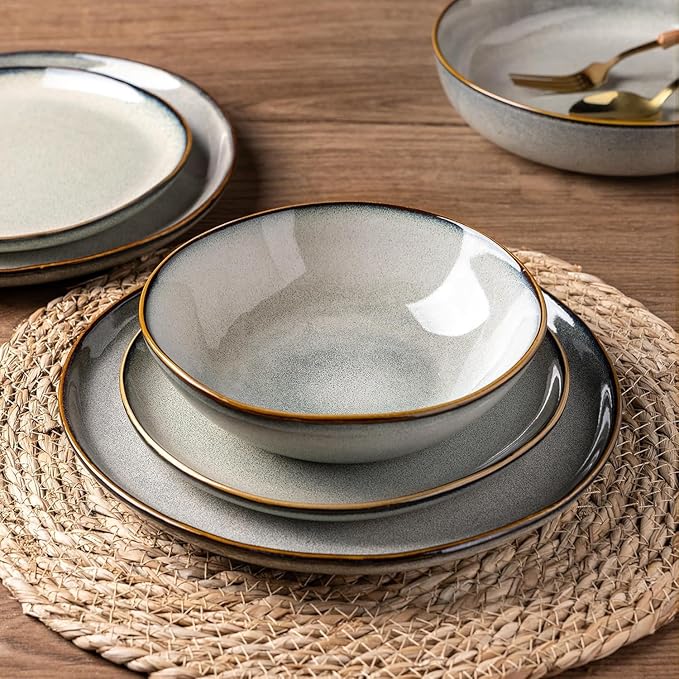 AmorArc Ceramic Cereal Bowls Set of 6, 24 oz Handmade Stoneware Bowls Set for Cereal Soup Salad, Stylish Kitchen bowls for Meal, Dishwasher & Microwave Safe
