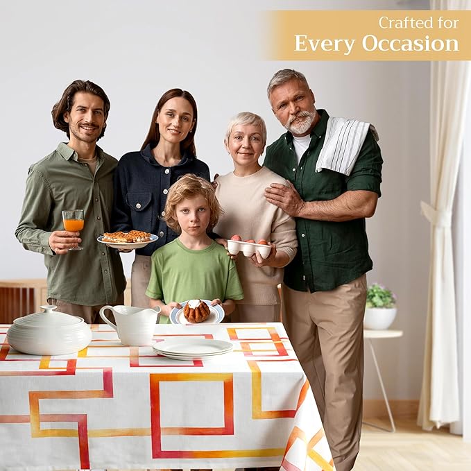 Maison d' Hermine Table Cloth Square Table 100% Cotton 60 x 60 Inches Tablecloth Reusable Decorative for Dining Room Farmhouse Home Valentines Day Decorations Spring Summer - Summer Maze
