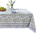 ATOSII Mahoka Blue 100% Cotton Square Fall Tablecloth, Handblock Floral Linen Table Cloth for Kitchen Dining Table I Parties Weddings Outdoors Easter Valentine's Gift I 60 X 60 Inches I 4 Seater