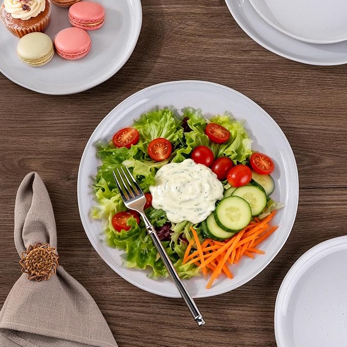 AmorArc Ceramic Dinnerware Sets with Pasta Bowls for 6, Handpainted Plates and Bowls Set with Rustic Terracotta Underside, Scratch Resistant Dishes Set, Dishwasher & Microwave Safe, 24 Pcs
