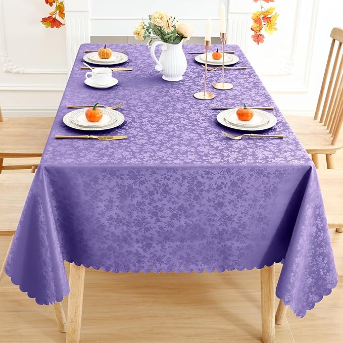 Smiry Rectangle Table Cloth, Waterproof Heavy Duty Vinyl Tablecloths, Wipeable Washable Table Cover for Kitchen and Dining Room (Purple, 60" X 102")
