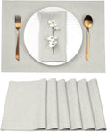 D'Moksha Homes Linen Placemats 14 x 19 Inch - Silver Grey Placemats Set of 6-100% Pure Linen Table Place Mats for Spring, Easter - Handcrafted and Machine Washable