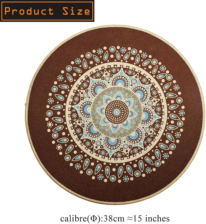 PIGCHCY Round Boho Placemats Set of 6, Rubber Heat Resistant Placemat, Waterproof Washable Table Mats for Dining Table Decoration (Brown)