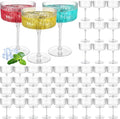 48 Pcs Ribbed Martini Glasses 10 oz Disposable Plastic Vintage Ribbed Coupe Glasses Unbreakable Dessert Parfait Glassware for Wedding Birthday Party Supplies (Clear)