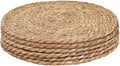 6Pcs 12" Round Woven Rattan Placemats,Natural Hand-Woven Water Hyacinth Placemats,Farmhouse Weave Place Mats,Rustic Braided Wicker Table Mats (12inch Set of 6)