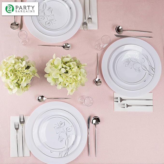 PARTY BARGAINS 13-Inch Charger Plates - 16 Pack, White, Heavy-Duty Disposable Chargers for Elegant Dining - Ideal for Weddings and Formal Events