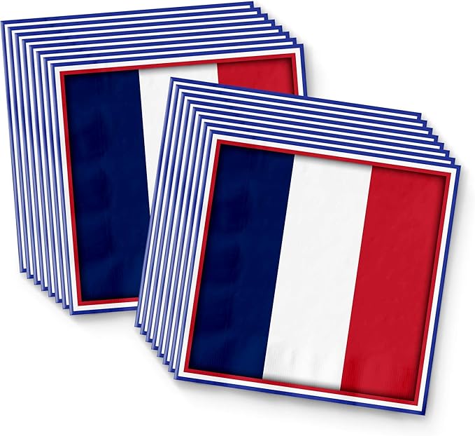 France French Flag Birthday Party Supplies Set Plates Napkins Cups Tableware Kit for 16