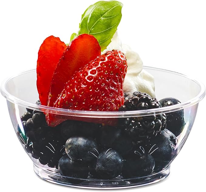 Clear Mini Plastic Bowls - (Bulk Case Pack of 1000) 6 Oz Disposable Premium Hard Plastic Dessert Bowls for Serving, Weddings, Catering, Parties, Ice Cream, Salsa, Home or Event Party Supplies