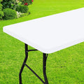 Smiry Rectangle Picnic Table Cloth, Waterproof Elastic Fitted Tablecloths for 5 Foot Tables, Washable Polyester Table Cover for Camping, Indoor and Outdoor (White, 36"x60")