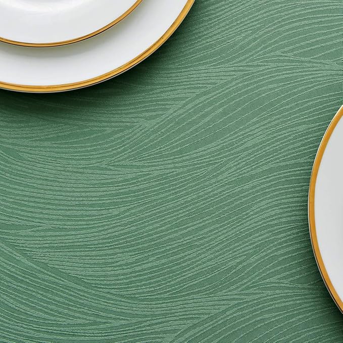 maxmill Jacquard Tablecloth Swirl Design Spillproof Wrinkle Free Heavy Weight Soft Table Cloth Decorative Fabric Table Cover for Outdoor and Indoor Use Square 60 x 60 Inch Sage Green