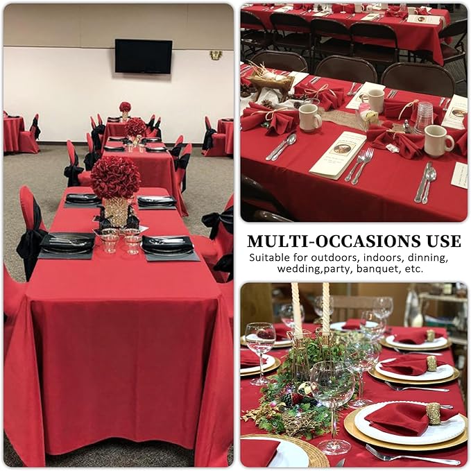 CozRhythm 8 Pack Red Valentine's Day Tablecloth 60 x 126 Inch Rectangular Table Cloth for 8 Foot Rectangle Tables, Wrinkle Resistant Washable Polyester Fabric for Buffet Wedding Party