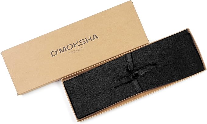 D'Moksha Homes Linen Black Placemats Set of 4-100% Pure Linen Placemats 14 x 19 Inch for Spring, Easter - Handcrafted and Machine Washable