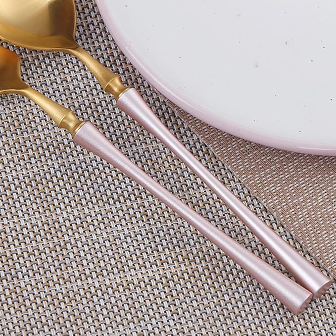 48 Piece Gold Silverware Set for 12，Durable 18/8 Stainless Steel Flatware Set Slim Waist Blue Handle Cutlery Set Utensils Include Spoons Knifes Forks Kitchen Wedding Restaurant