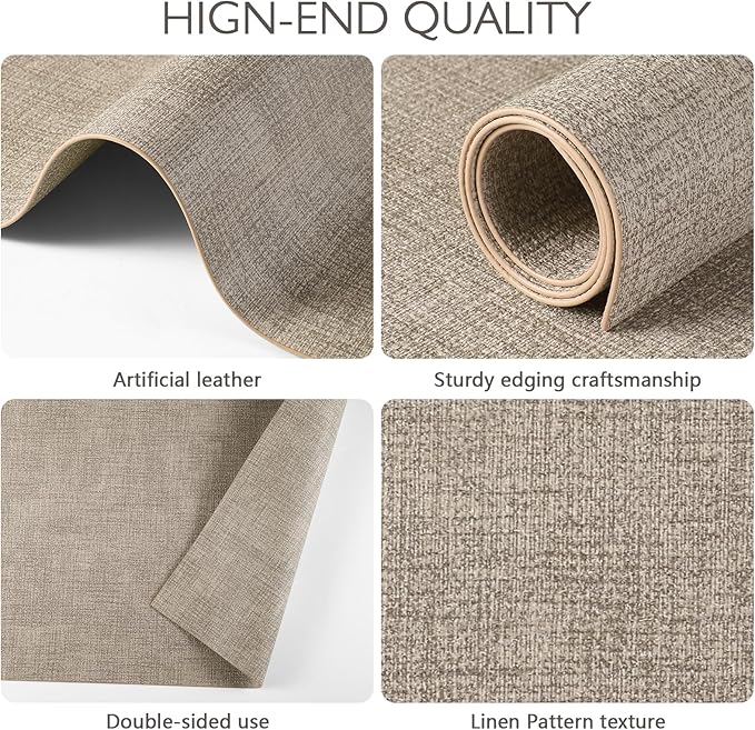 Faux Leather Placemats Set of 8 Washable PU Table mats for Kitchen Table - Heat Resistant, Waterproof, Easy Clean, Anti Slip 11.8" x 17" (Brown-8 Pack)