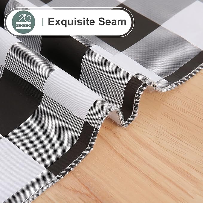 misaya Rectangle Waterproof Vinyl Table Cloth, Buffalo Flannel Backed Tablecloth, Wipeable Plastic Table Cover for Christmas (70" x 120", Black and White)