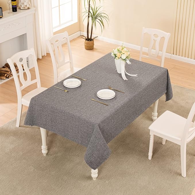 BALCONY & FALCON Rectangle Tablecloth Washable Wrinkle Resistant and Water Proof Table Cloth Decorative Linen Fabric Tablecloths for Dining Parties Kitchen Wedding and Outdoor Use (Gray, 55x95)