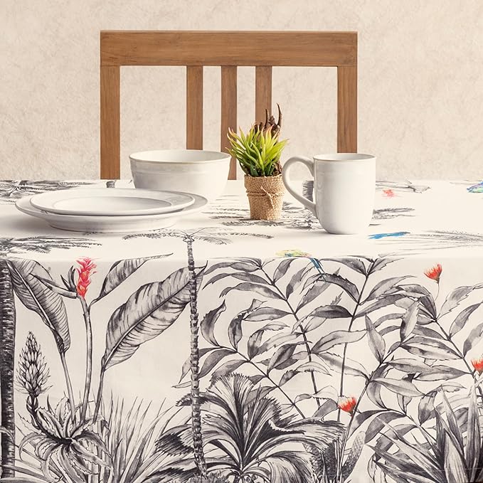 Maison d' Hermine Table Cloth Rectangle Table 100% Cotton 54 x 72 Inches Fall Tablecloth Reusable Everyday Use for Thanksgiving Christmas Decorations Dining Farmhouse Party (Amazonia)