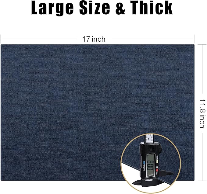 Homaxy Faux Leather Heat Resistant Placemats for Dining Table Set of 6, Waterproof Wipeable Washable PU Table Mats, Easy to Clean Anti-Slip Place Mats, 11.8" x 17", Navy Blue