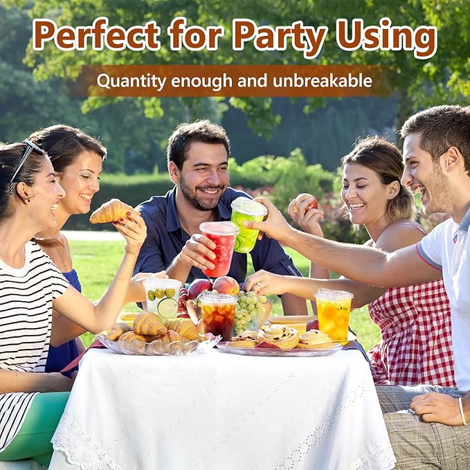 50 Pack 16 oz Disposable Iced Coffee Cups With Sip Lids , Clear Plastic Cup for Cold Boda Tea Smoothie Slushie Milkshake Togo Drinking for Party , Drink Shop Coffee Bar Accessories Supplies , BPA Free