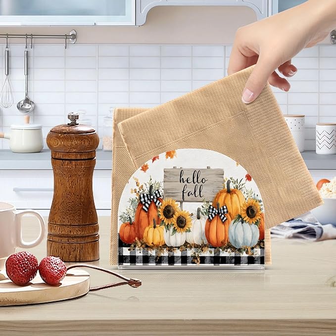 Pumpkin Napkin Holder for Table Kitchen Decor Acrylic Paper Napkin Holders for Tissue Dining Room Indoor Outdoor Party Holiday Accessories