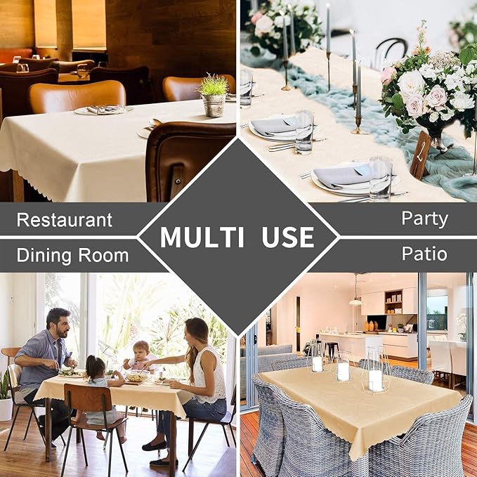 Smiry Rectangle Table Cloth, Waterproof Heavy Duty Vinyl Tablecloths, Wipeable Washable Table Cover for Kitchen and Dining Room (White, 54" X 120")