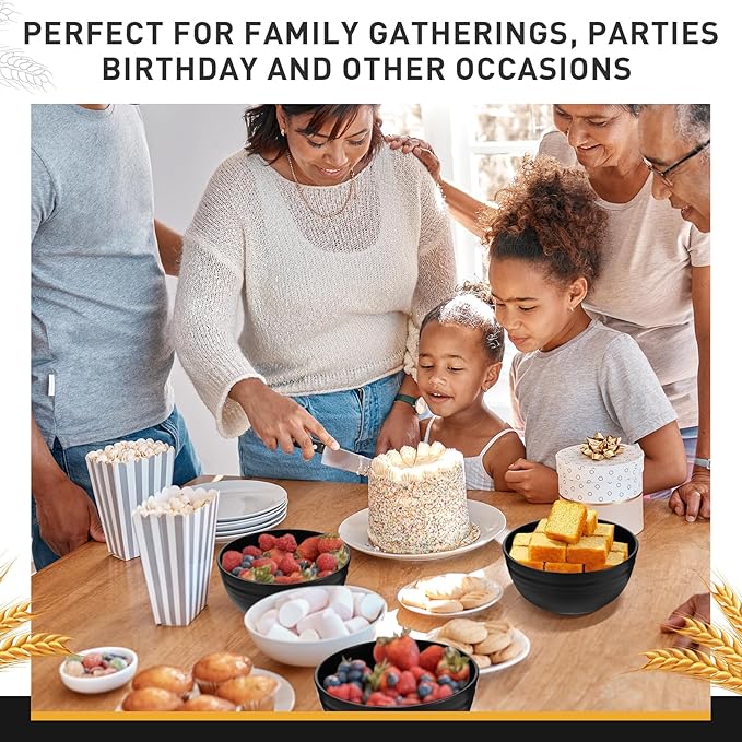 Geosar 18 Pcs Unbreakable Cereal Bowls 24 Oz Microwave and Dishwasher Safe Wheat Straw Fiber Lightweight Bowl for Soup Kitchen Serving Salad Dishes Oatmeal(White, Black, Gray)