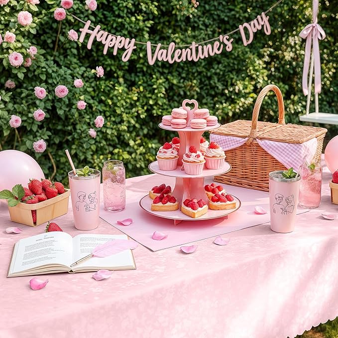 Smiry Square Table Cloth, Waterproof Heavy Duty Vinyl Tablecloths, Wipeable Washable Table Cover for Kitchen, Dining Room & Valentines (Pink, 70" X 90")