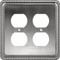 Henne Bery Rope Edge Decorative Wall Plate Switch Plate Outlet Cover (Double Duplex, Heirloom Silver)