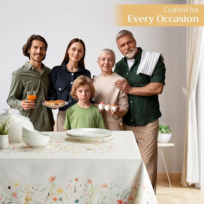 Maison d' Hermine Table Cloth Rectangle Table 100% Cotton 70 x 90 Inches Tablecloth Reusable Decorative for Dining Room Farmhouse Home Valentines Day Decorations Spring Summer - Colmar