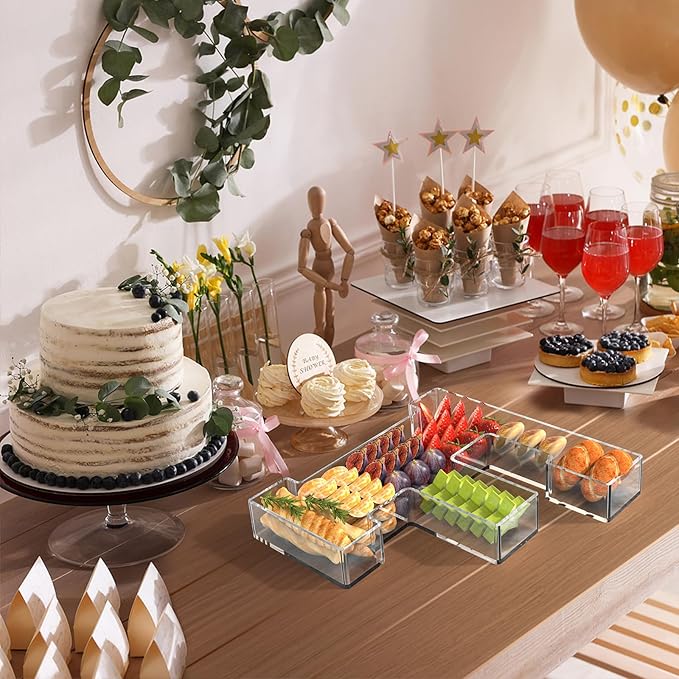 13.8" Acrylic Letter Charcuterie Tray, Charcuterie Letters Fillable Box for Food, Reusable Serving Cake Candy Dish Display Tray for Birthday Anniversary Party Decoration (Letter F)