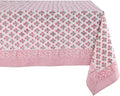ATOSII Gulbahar White Pink 100% Cotton Fall Rectangle Tablecloth, Hand Block Print Washable Table Cover, Christmas Parties Buffet Dining, Weddings, Thanksgiving, Easter Decor 72 X 140 Inches 12 Seater