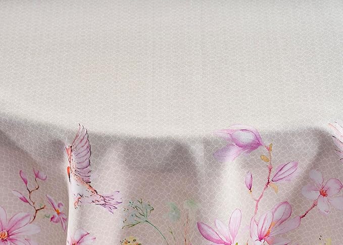 Maison d' Hermine Table Cloth Round Table 100% Cotton 69 Round Inches Tablecloth Reusable Decorative for Dining Room Farmhouse Home Valentines Day Decorations Spring Summer - Magnolia Mornings