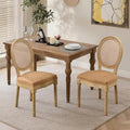 SoarFlash French Dining Chairs Set of 2, Vantage Dining Chair with Round Back, Wood Leg Farmhouse Country Rattan Dining Chair for Kitchen,Bedroom,Brown