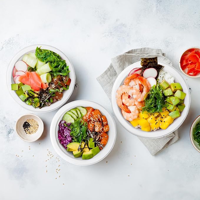 Freshware Paper Bowls - Disposable 12 oz. Soup Bowl, 150-Pack Biodegradable Sugarcane Fiber Serving Bowls - Heavy Duty Bagasse for Hot Food Plates - Microwave & Freezer Safe, Stackable Dinnerware