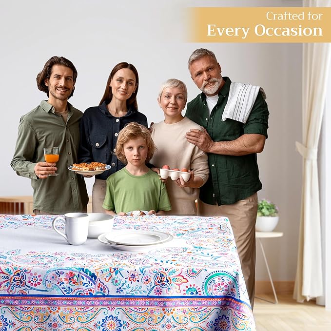 Maison d' Hermine Table Cloth Square Table 100% Cotton 60 x 60 Inches Tablecloth Reusable Decorative for Dining Room Farmhouse Home Valentines Day Decorations Spring Summer - Indian Floral