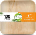 Raj Palm Leaf Plates [100-Pack] 7" Square Plates like Bamboo plates Disposable, Strong, Decorative Compostable Tableware for wedding, Lunch, Dinner, Birthday, Camping, Outdoor BBQ, Picnic
