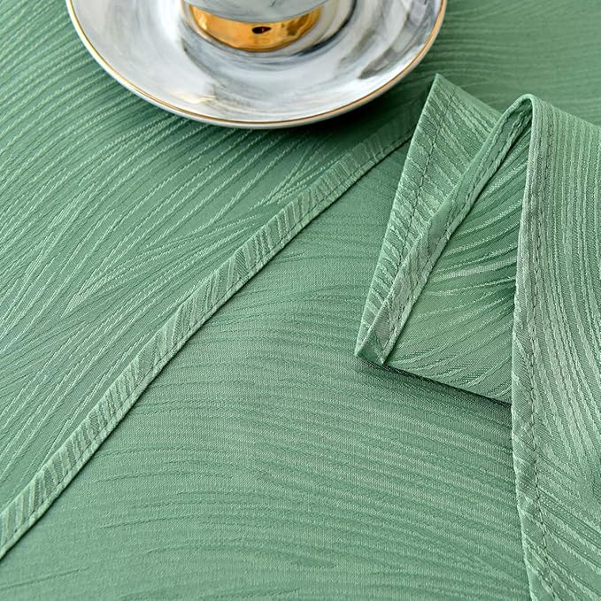 maxmill Jacquard Round Table Cloth Swirl Design Waterproof Antiwrinkle Heavy Weight Soft Tablecloths for Circular Table Cover and Kitchen Dinning Tabletop Round 70 Inch Sage Green
