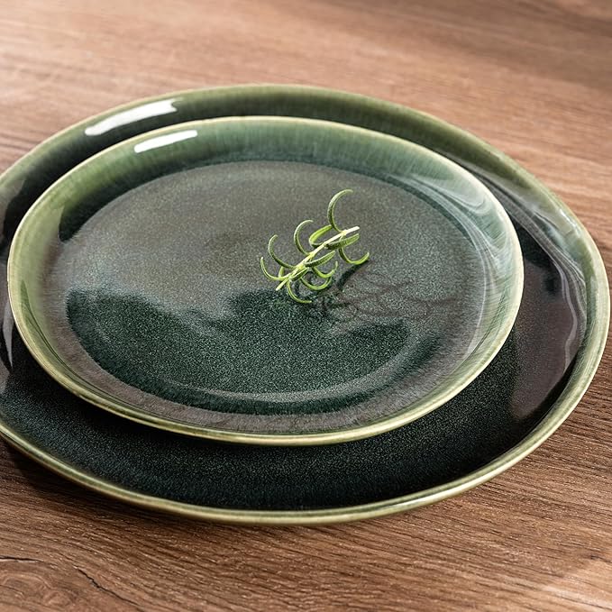 AmorArc Ceramic Plates Set of 6,8.5 Inch Handmade Reactive Glaze Stoneware Plates set for Dessert,Salad,Appetizer,Small Dinner Plates,Microwave & Dishwasher Safe,Scratch Resistant