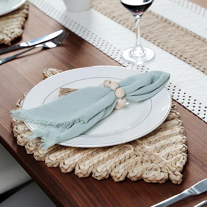 Placemats Set of 6,Natural Leaf-Shaped Charger Plates Handcrafted Fall Placemats for Dining Table Décor